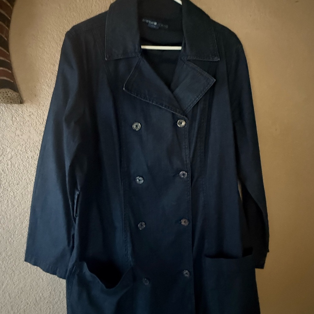 Women's Navy Double-Breasted Coat